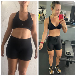 Aluna antes e depois: corpo definido na academia